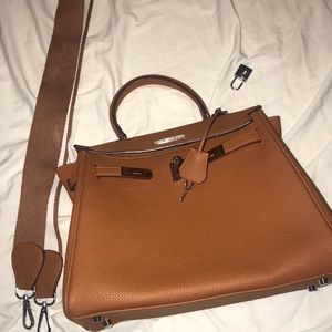 Brown Kelly bag style